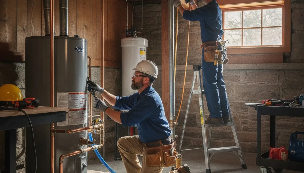 Minneapolis, MN plumbing repair technician servicing an emergency leak for a local home